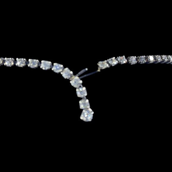 Vintage Blue Rhinestone Pendant Necklace Glam Elegant Coquette Old Money Formal - Picture 8 of 8